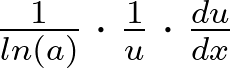 <p>1/ln(a) * 1/u times derivative of du/dx</p>