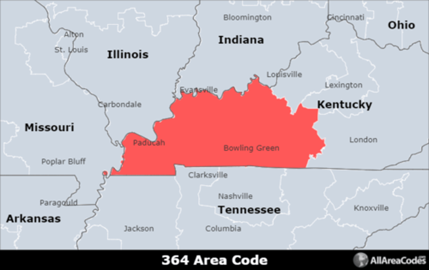 <p>Area code 364 is located in western Kentucky and covers Bowling Green, Owensboro, and Hopkinsville. It is an overlay for area code 270 and serves the same area.</p>