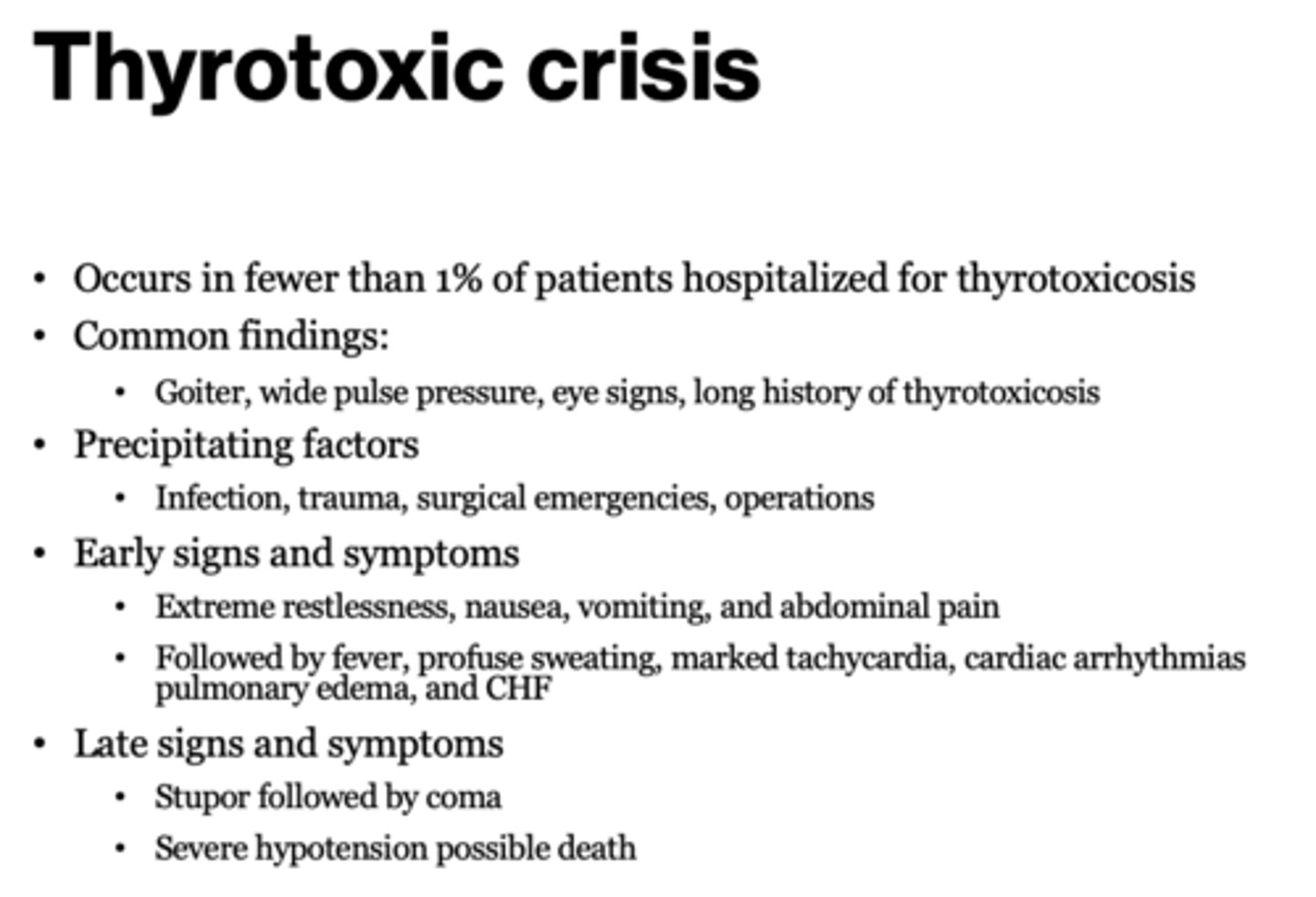 <p>- Infection</p><p>- Trauma</p><p>- Surgical emergencies</p><p>- Operations</p>
