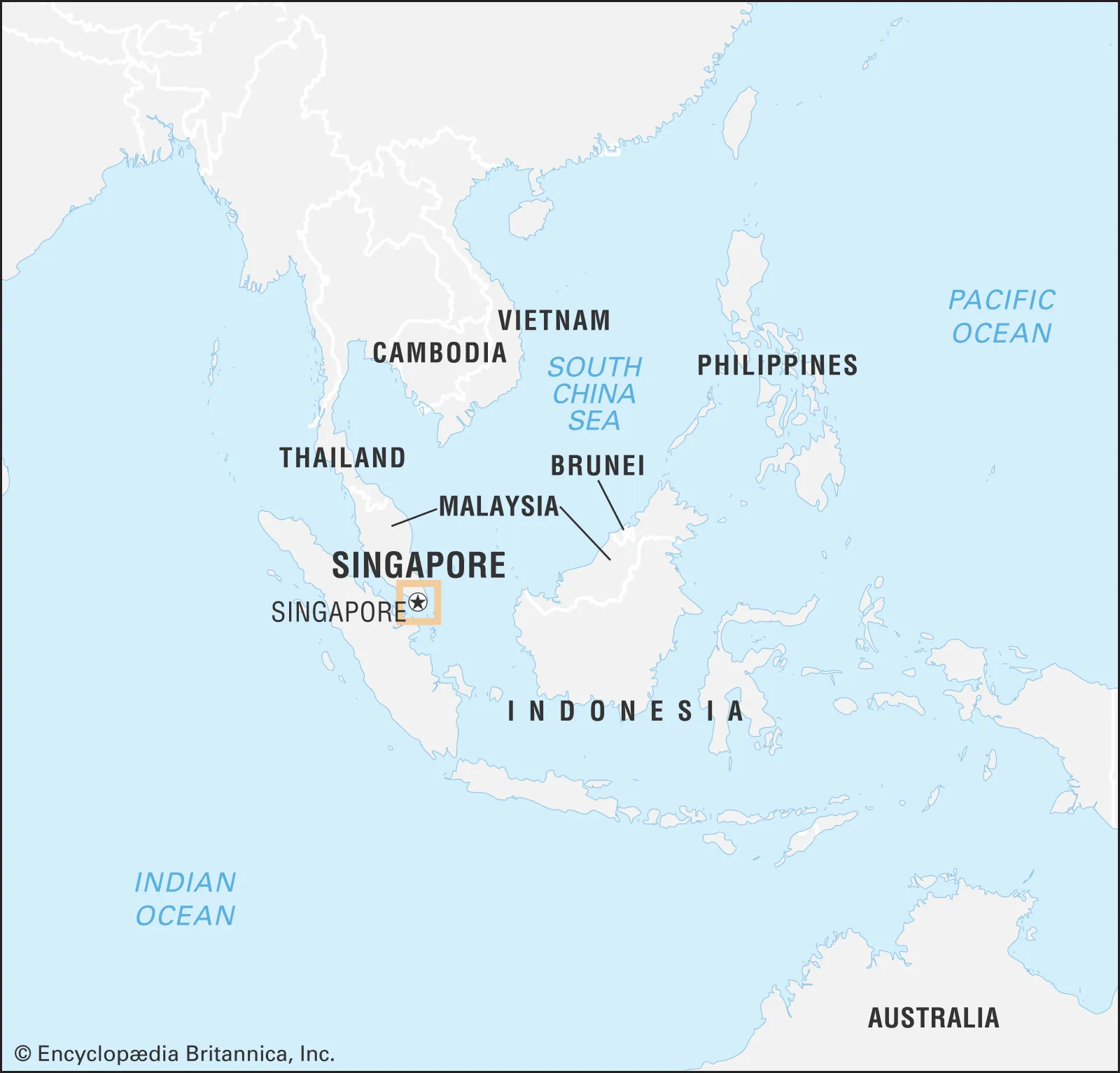 <p>Small country off the Southern Tip of Malaysia</p>