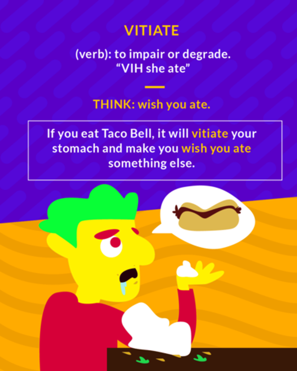 <p>to weaken, debase, or corrupt; to impair the quality or value of</p>