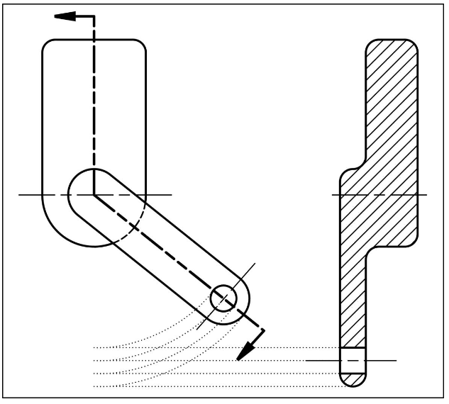 <p>cutting plane is bent so it passes through all features</p>