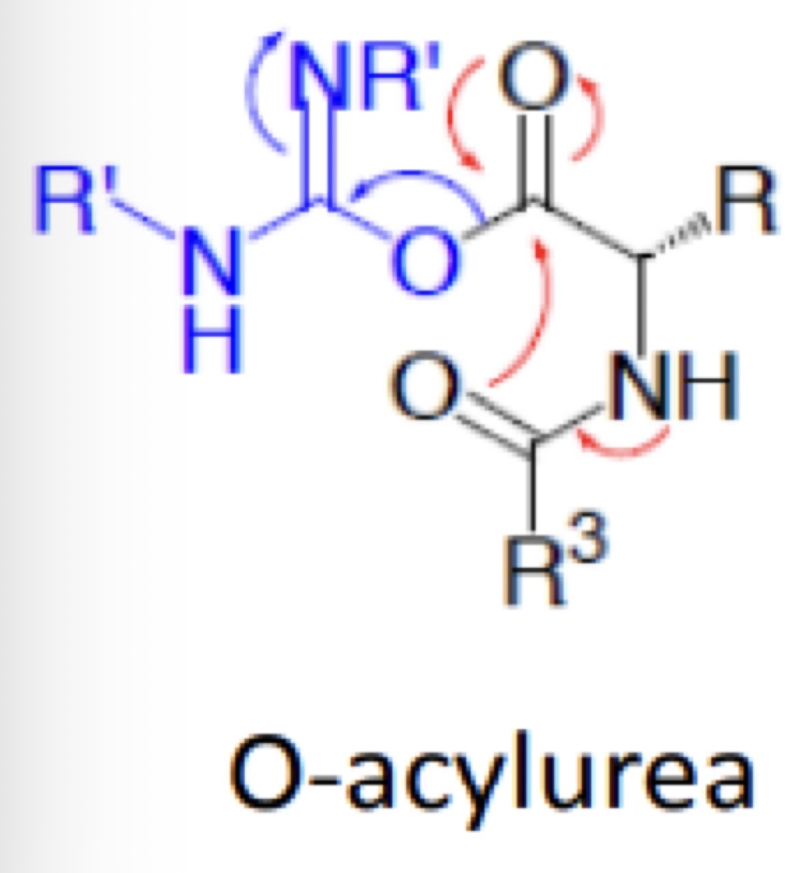 <p>Racemisation in Peptide Synthesis using O-acylurea</p><p>Draw the resonance structures for this reaction</p><p>Draw the product formed when reacting these structures with a carboxylic acid protected amino acid</p>