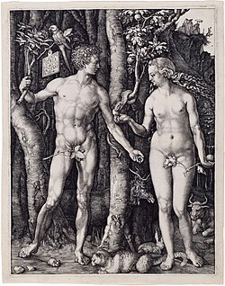 <ul><li><p>Albrecht Dürer</p></li><li><p>(adam and eve)</p></li><li><p>1504</p></li><li><p>tree of life</p></li><li><p>tree of knowledge</p></li><li><p>“Albertus Durer Noricus Faciebat 1504”</p></li></ul><p></p>