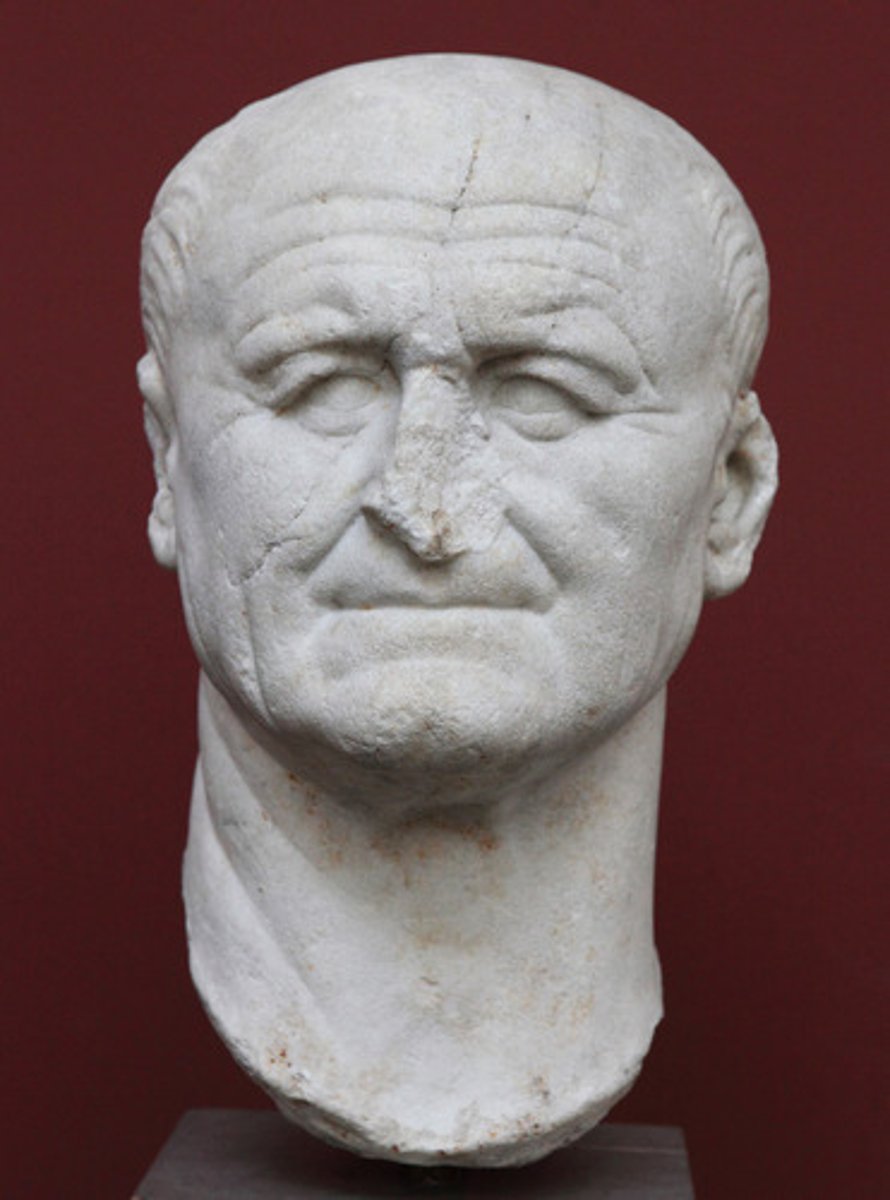 <p>Wow, not photoshopped:</p><p>- The portraiture depicts the emperor aged, wrinkles, an extended nose, slight towel, and a slight frown signify his age and wisdom.</p><p>The End of an Era:</p><p>Vespasian was the fourth and last emperor of the Four Emperors Dynasty, and the depiction of age might indicate the troubled times the Roman Empire found itself, socially, militarily, and politically.</p>