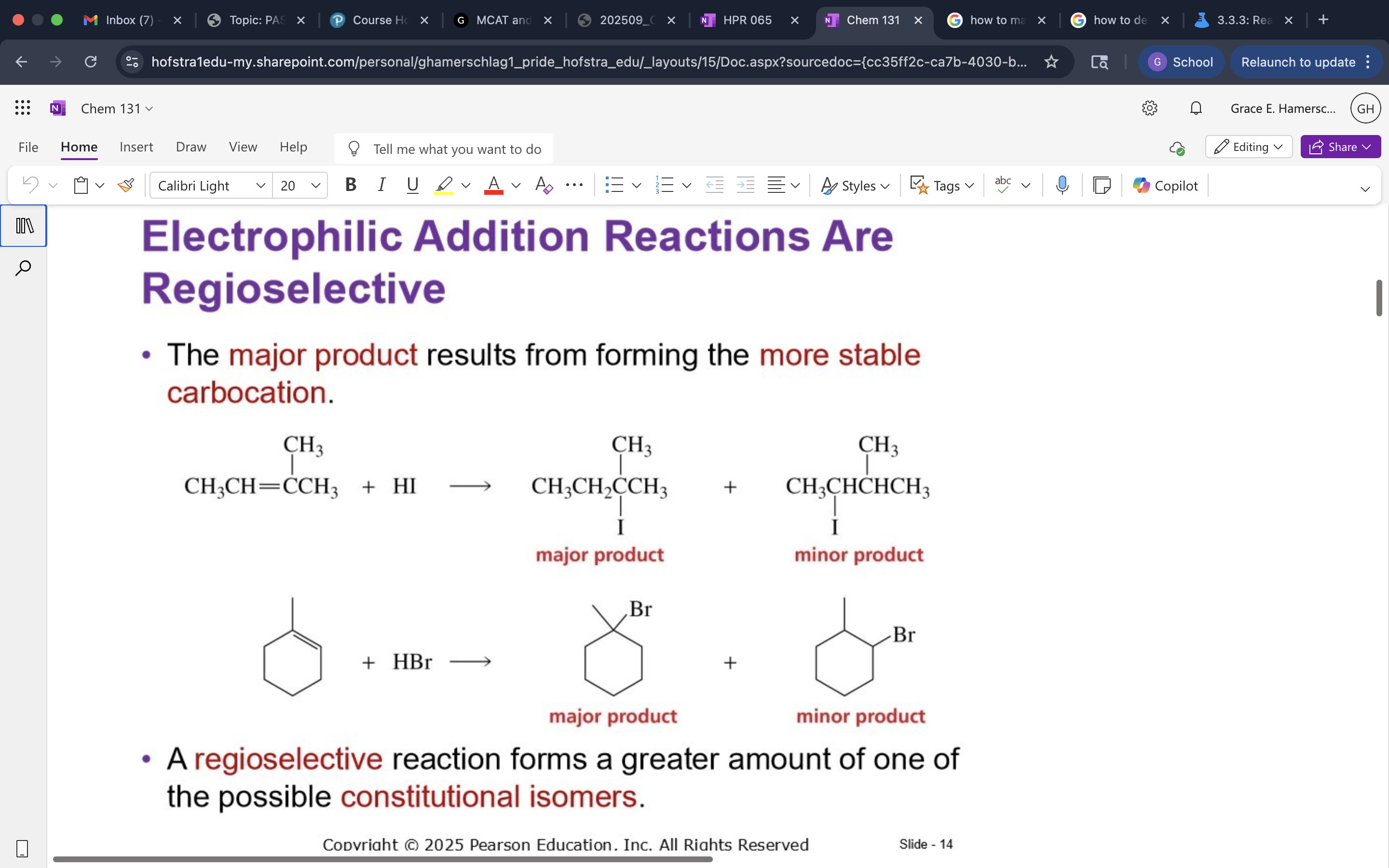 <p>A reaction that produces a greater amount of one constitutional isomer over others.</p><ul><li><p>good for synthesis</p></li></ul><p></p>