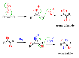 <p><strong>Reagent(s):</strong> X2 (results in alkene with two added X groups) or XS X2 (results in alkane with four added Xs) </p><p><strong>Adds What:</strong> 2 X groups added anti from each other on alkene or 4X added to alkane to make tetrahalide</p><p></p>