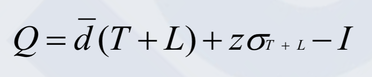 T = review period
L = lead time
z = service probability
I = current inventory