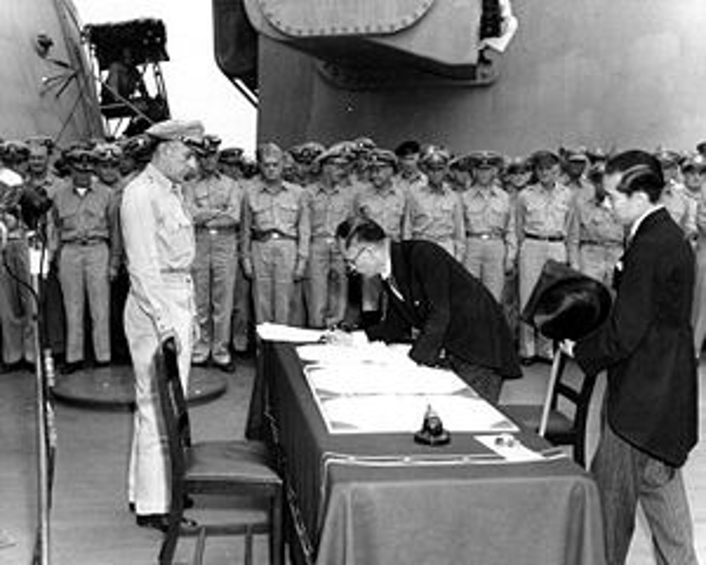 <p>1945, signed on the deck of the USS Missouri</p>