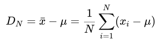 <p>difference between the the sample mean xˉ and the true mean μ</p>