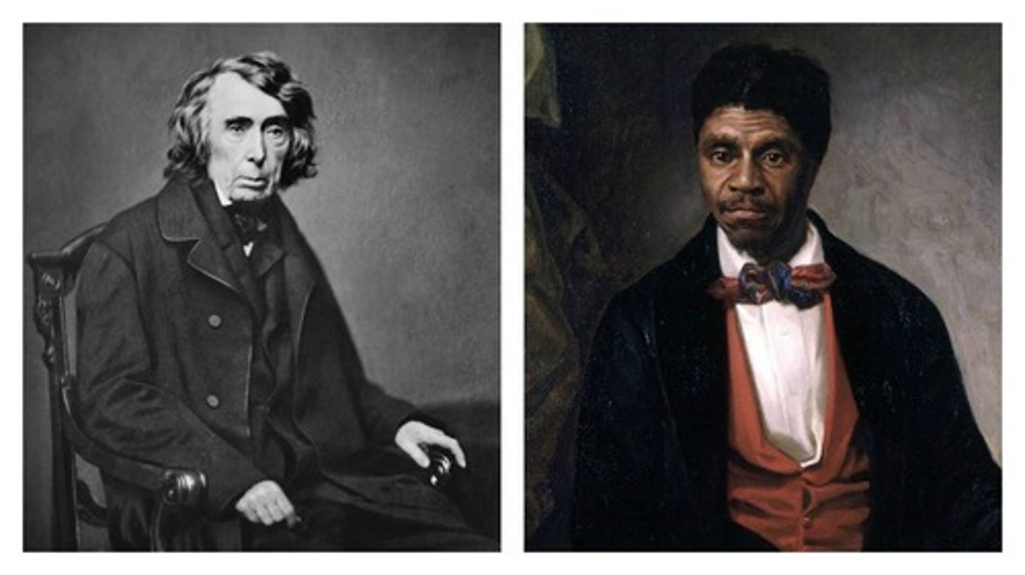 <p>Supreme Court ruled African Americans were not citizens; Congress couldn't ban slavery in territories.</p>