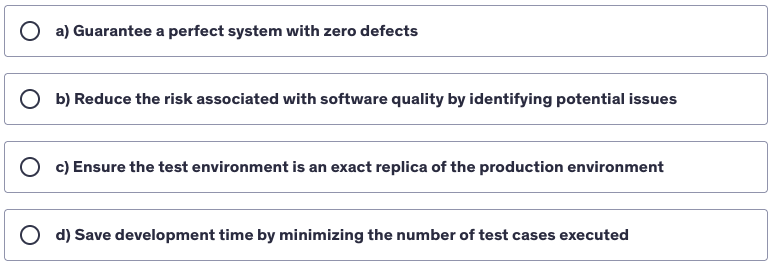 <p>One of the main goals of test objectives is to:</p>