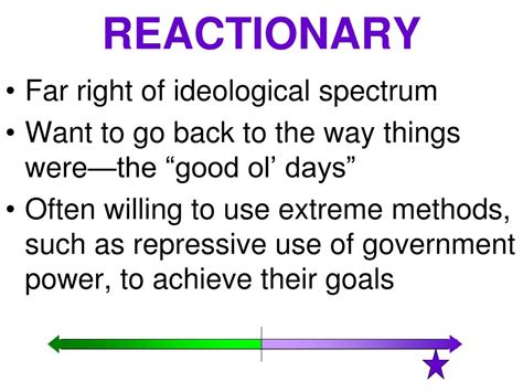 <p>more conservative than conservatives; want to “go back in time“</p>