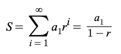 <p>if |r|&lt;1, then the infinite geometric series has the sum</p><p>(picture)</p><p>if |r| ≥ 1, the series does not have a sum</p>