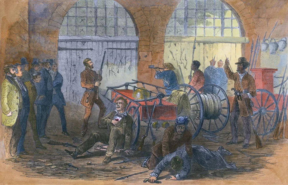 <p>In 1859, militant radical abolitionist John Brown, who wanted complete racial equality, attacked the federal arsenal at Harpers Ferry, Virginia. </p><ul><li><p>Believed in direct action</p></li><li><p><span style="background-color: transparent;"><span>wanted to inspire a slave uprising by capturing the arsenal and arming slaves</span></span></p></li><li><p><span style="background-color: transparent;"><span>Harpers Ferry was one of the largest warehouse and factories for guns</span></span></p></li></ul><p><span style="background-color: transparent;"><span>No uprising ended up happening, as Brown and his rebels were trapped in the arsenal, under siege and surrounded by state militia and US marines</span></span></p><ul><li><p>After Brown’s execution, abolitionists hailed him as a martyr for emancipation</p></li><li><p><span style="background-color: transparent;"><span> Southern planters were outraged and panicked by Brown’s insane raid.</span></span></p></li></ul><p>Escalated sectional tensions just before Election of 1860</p><p></p>