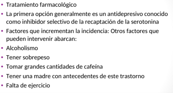 <p><span>La primera opción generalmente es un antidepresivo conocido como inhibidor selectivo de la recaptación de la serotonina.</span></p>