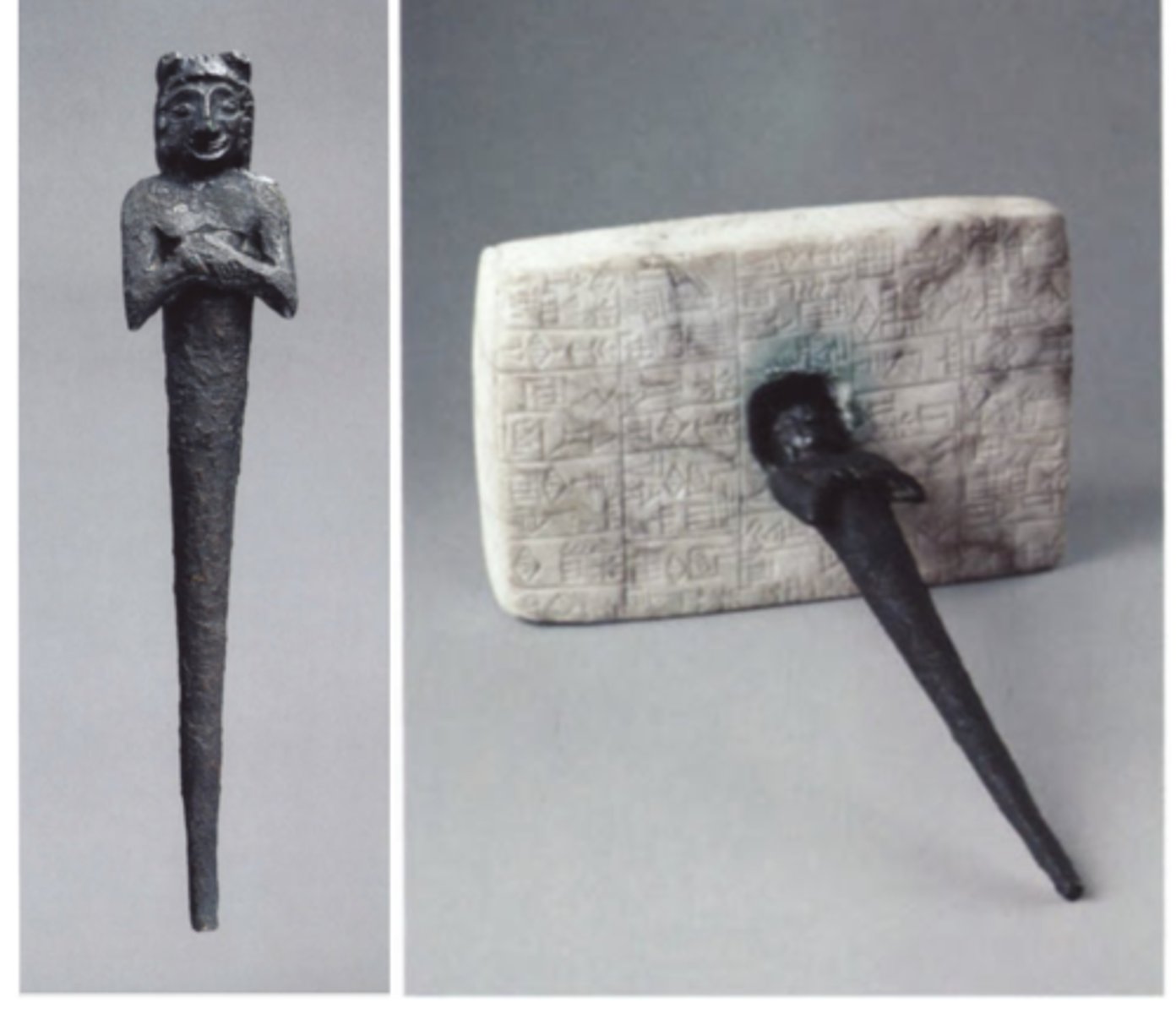 <p>A dedication from Girsu, Iraq (ca. 2400-2250 BCE) commemorating ruler Enmetena's building projects.</p>