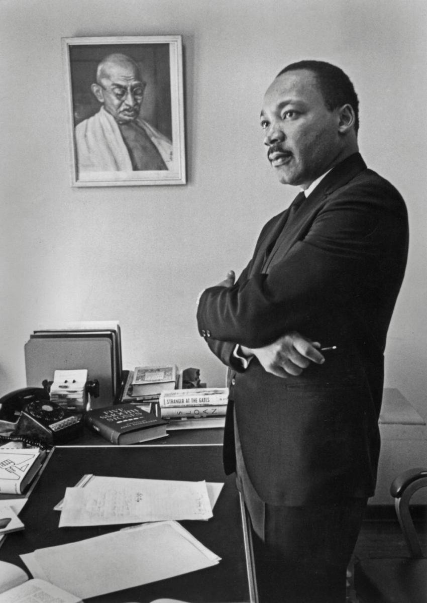 <p>A prominent leader in the <span data-name="flag_us" data-type="emoji">🇺🇸</span> Civil Rights Movement, known for his use of nonviolent protest(civil disobedience) and impactful speeches. Dr. King was influenced by Gandhi's teachings of nonviolent resistance in India decolonization</p>