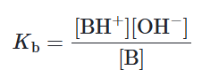 <ul><li><p>As a strong base fully dissociates in water, it has a large Kb<sub>&nbsp;</sub>(greater than 1)</p></li><li><p>Weak bases, on the other hand, do not dissociate well, thus having a small Kb<sub>&nbsp;</sub>(less than 1)</p></li></ul><p></p>