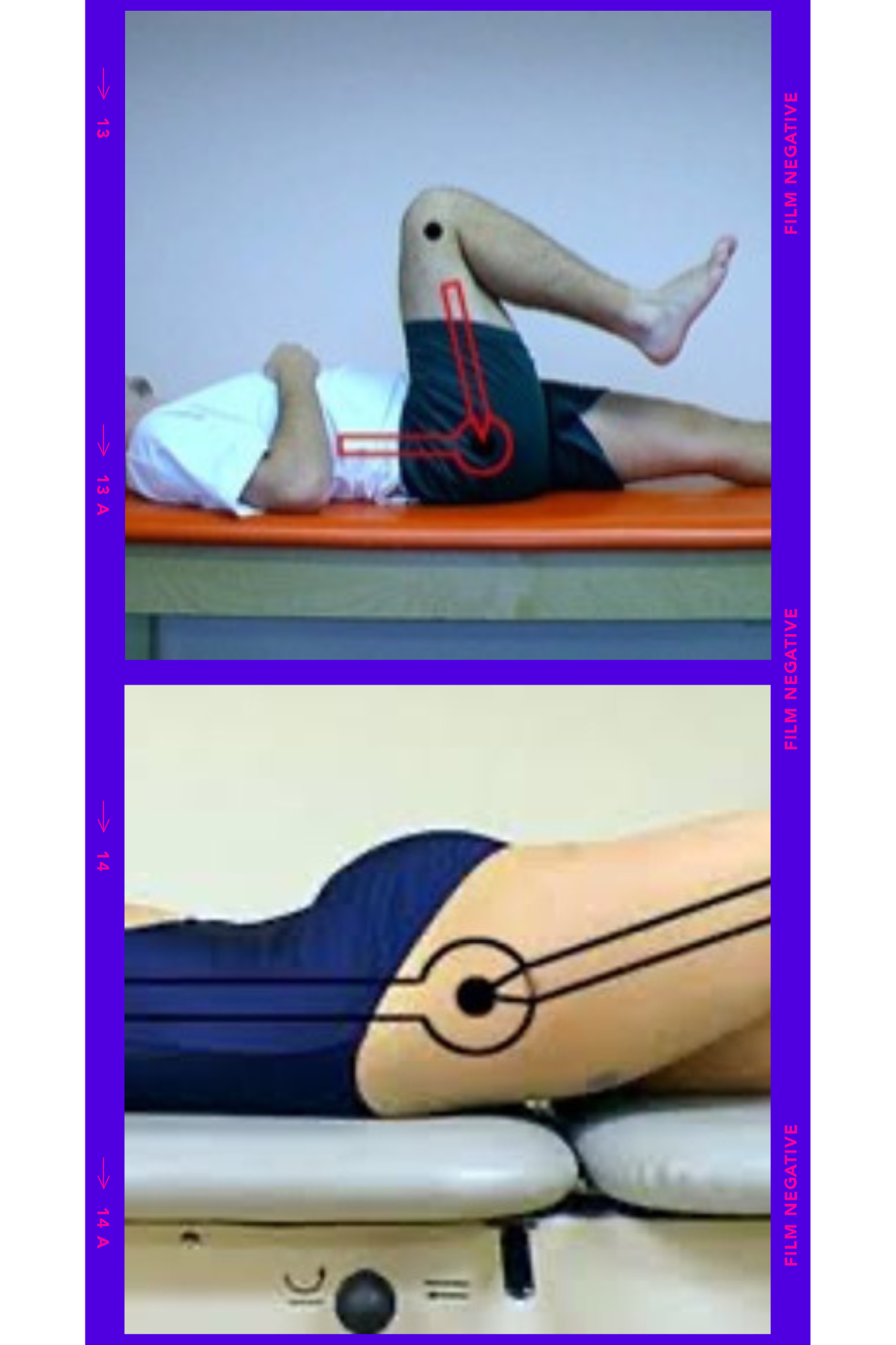 <ul><li><p>Body position: supine/ prone</p></li><li><p>Axis: greater trochanter </p></li><li><p>Stationary Arm: midline of trunk</p></li><li><p>Movement Arm: midline of femur</p></li><li><p>Joint movement: hip flexion(supine) hip extension (prone)</p></li></ul>