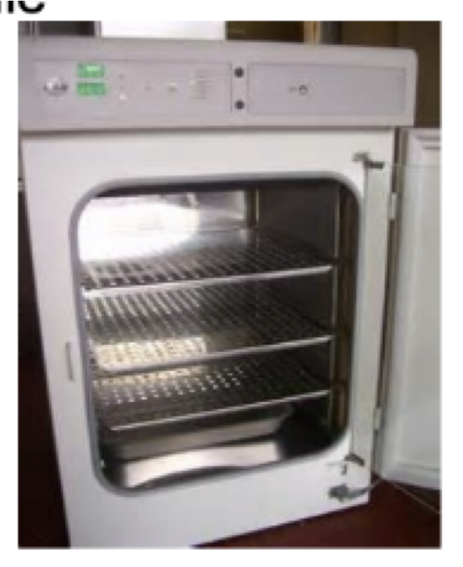 <p>holds a constant temperature, used to grow bacterial cultures</p><p></p>