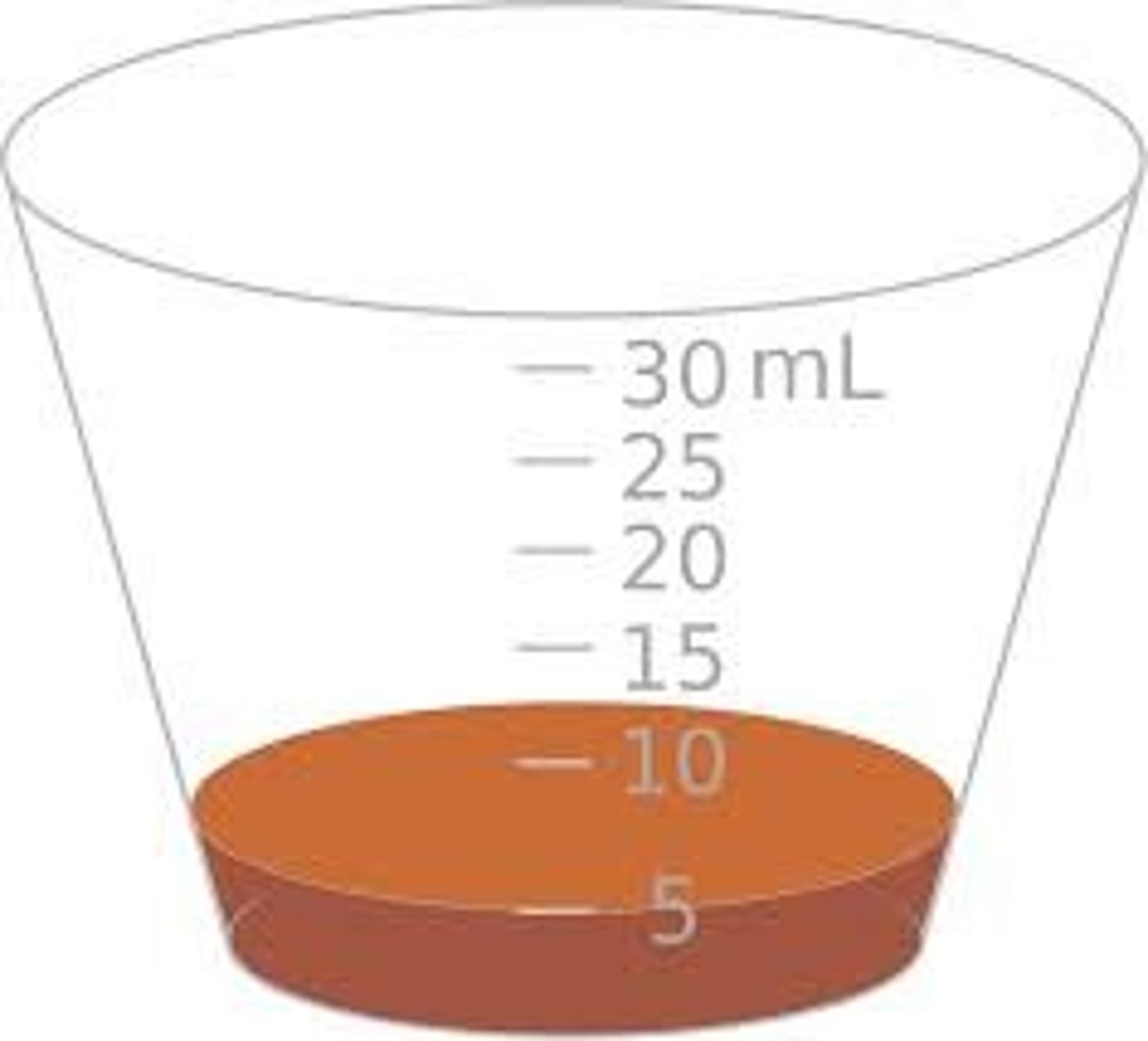 <p>small plastic measuring cup</p>
