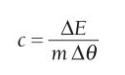 <ul><li><p>the energy needed to raise the temperature of 1kg of the substance by 1°C</p></li><li><p>specific heat capacity (J/kg°C) = energy transferred (J) / ( mass (kg) x temp change (°C) ) </p></li></ul><p></p>