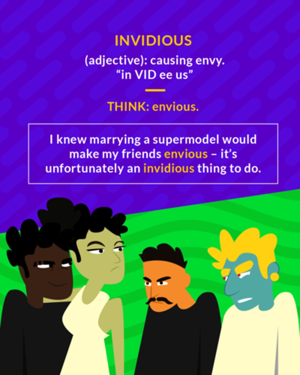 <p>(adj.) causing envy</p>