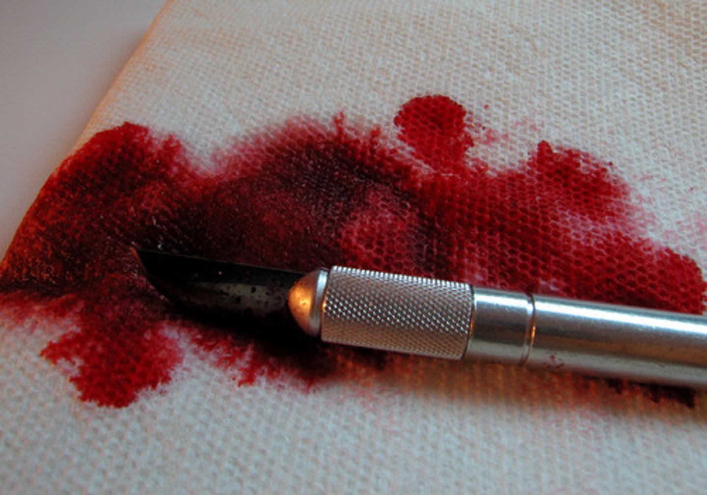 <p>Vết máu - dấu vết máu còn lại. (The detective found a bloodstain on the knife - Thám tử thấy vết máu trên con dao.)</p>