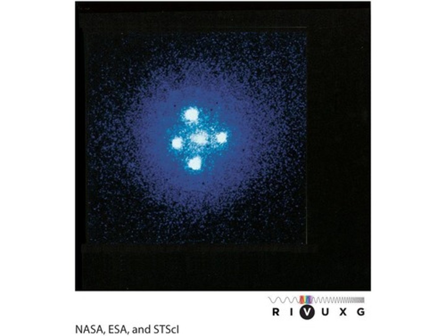 <p>A pattern formed when a quasar is seen as four separate images surrounding a galaxy due to gravitational lensing.</p>