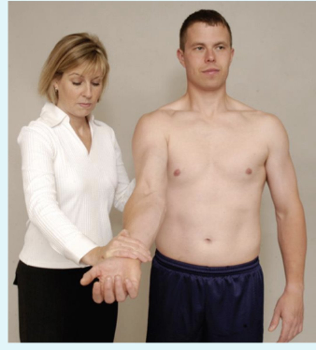 <p>- bicep tendinosis / tendinopathy</p><p>(+): pain long head of bicep tendon / increase tenderness in bicipital groove</p>
