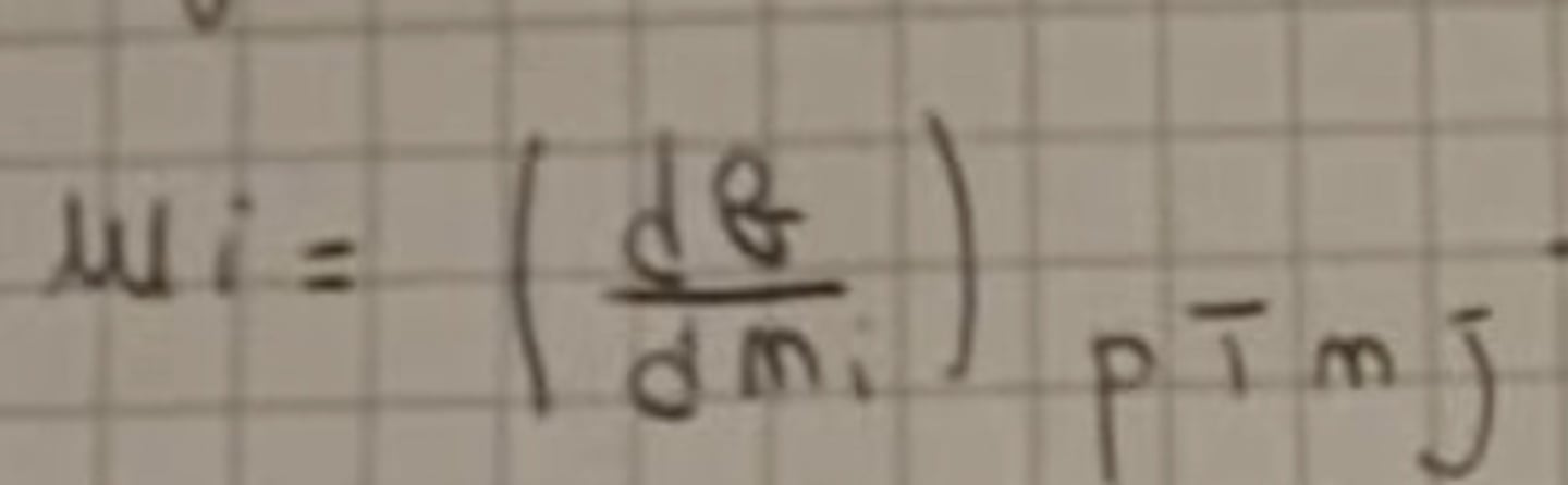 <p>dG = Tot differential</p><p>p, T, n, j = Constant variable</p><p>dni = Differential with this K</p>