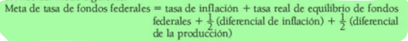 <p>diferencial de inflación: inflación actual menos tasa de inflación meta /// diferencial de producción: porcentual de PIB real menos porcentual de PIB potencial (tasa natural)</p>