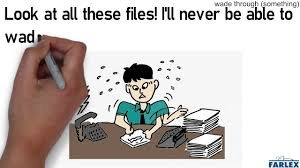 <p><strong>to spend a lot of time and effort doing something boring or difficult, especially reading a lot of information:</strong></p><p><span><em>We had to _ pages of legal jargon before we could sign the contract.</em></span></p>