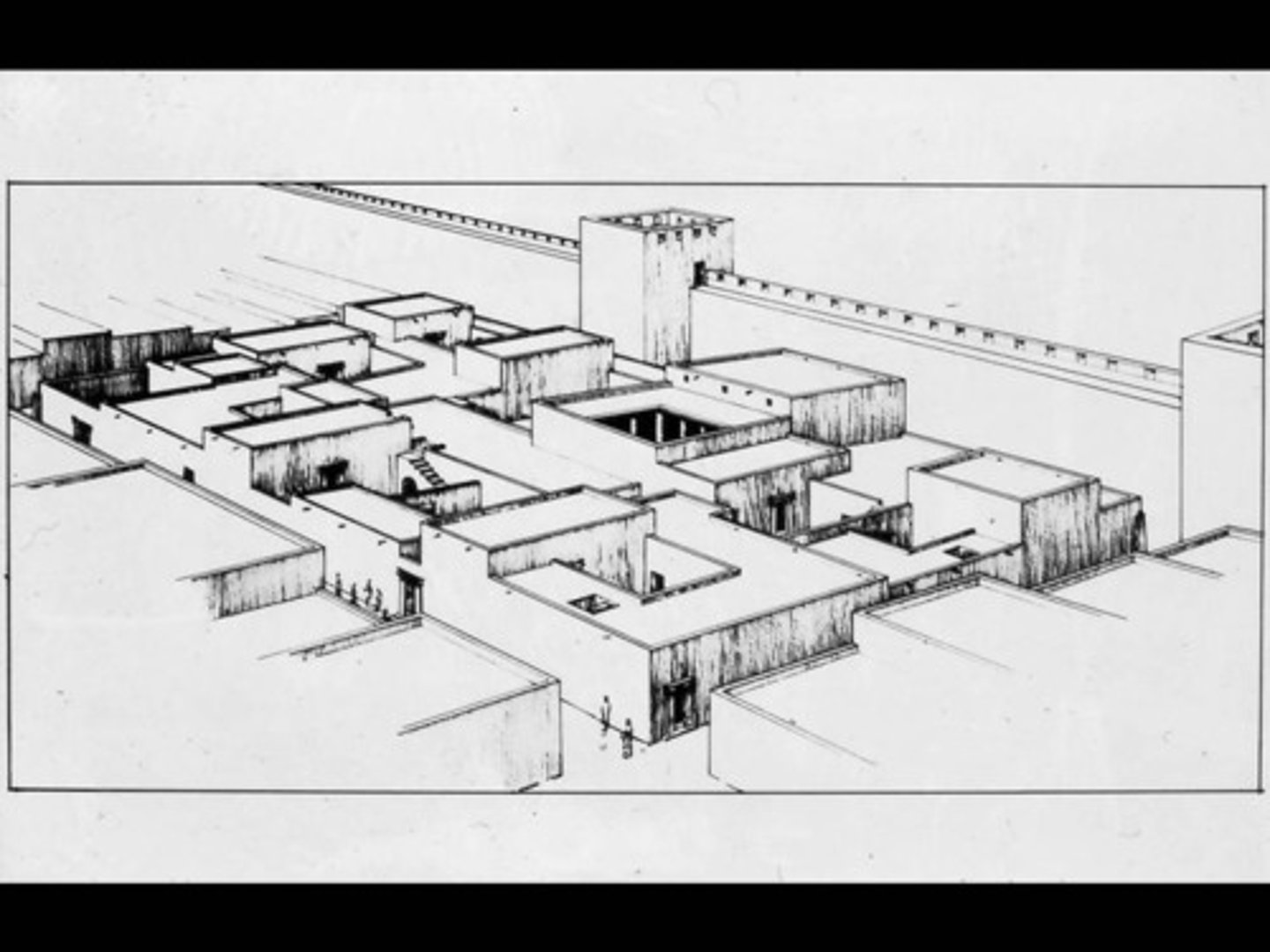 <p>interior wall with figural fresco ornamentation in registers, stories from the Torah.</p>