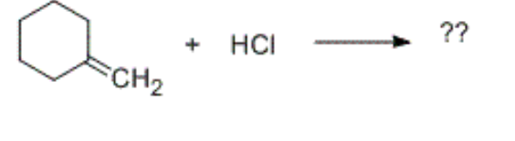 <p>which of these carbocations is generated as an intermediate in the following reaction</p>