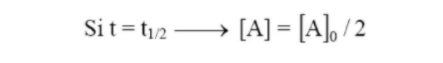 Tiempo que hace falta que transcurra para que en una determinada reacción química, la cantidad de un reactivo reduzca a la mitad su valor inicial.           