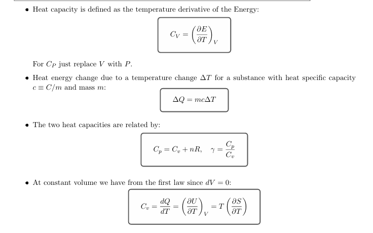 <p>dU = TdS - PdV to get Cv in terms of T and S</p><p></p>