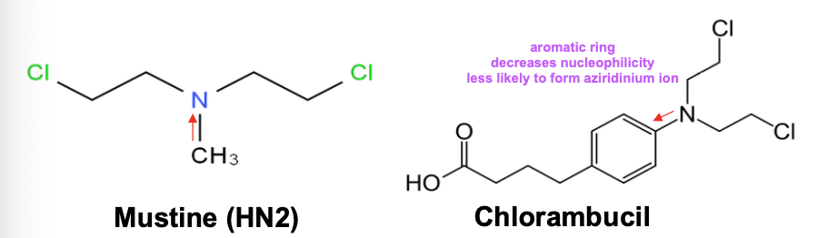 <p>What is the difference between chlorambucil and mustine?</p>