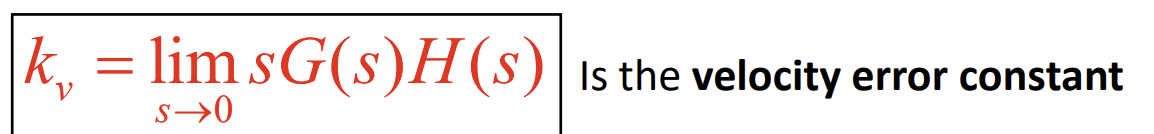 <p>amount of steady state error when the system is stimulated with a ramp input</p>