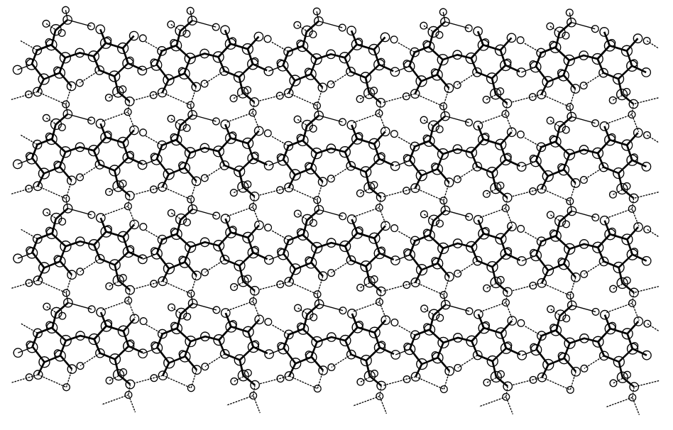 <p>Parallel arrays of cellulose strands, bonded parallel by hydrogen bonds.</p>