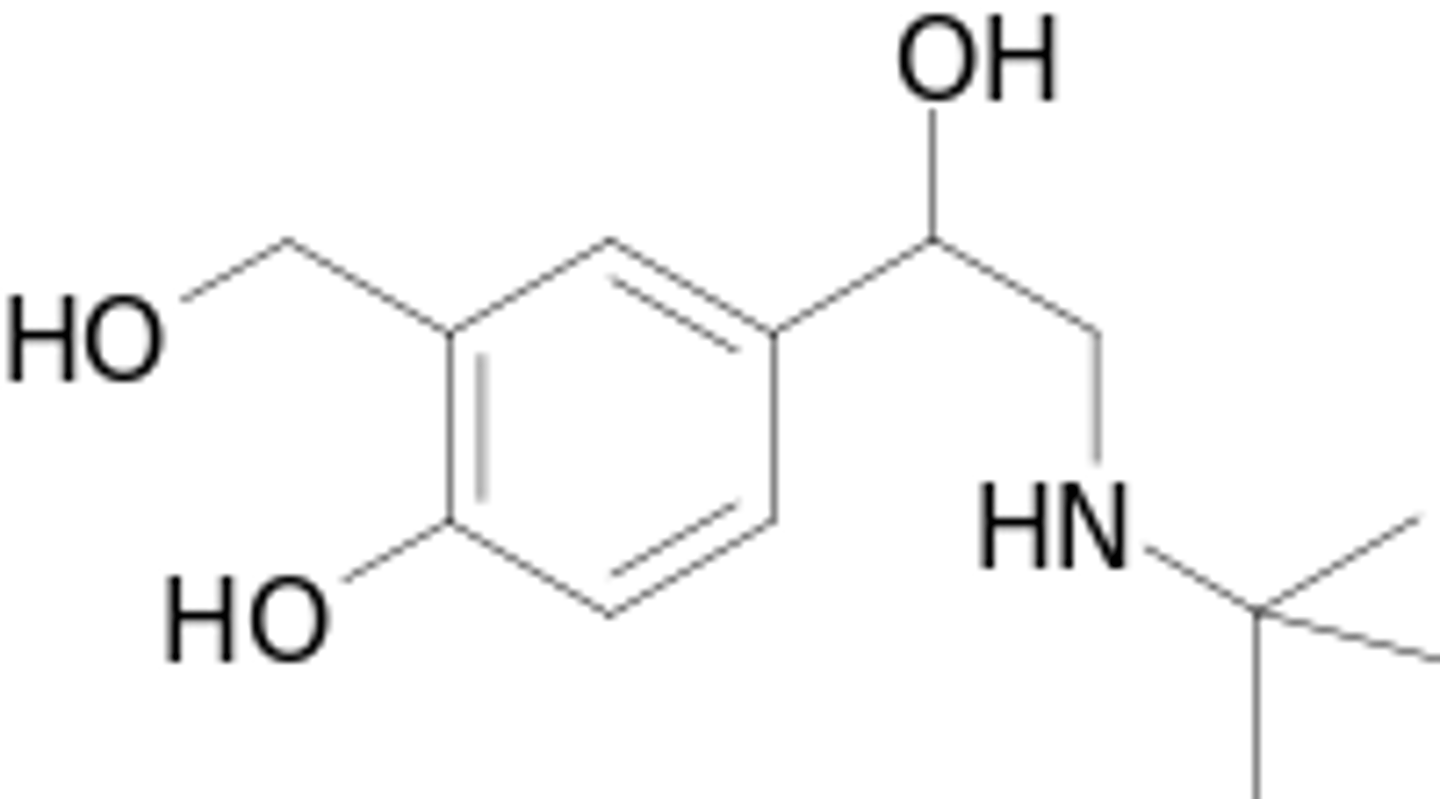 <p><strong>Brand:</strong> ProAir, Proventil, Ventolin</p><p><strong>Class:</strong> Selective B2-Adrenergic Agonist</p><p><strong>MOA:</strong> Agonises beta 2 adrenergic receptors which relaxes bronchial smooth muscle.</p>