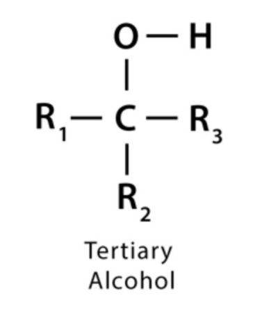 <p>A tertiary alcohol cannot be oxidized. There is no hydrogen available to be removed. C-C bonds are too strong to be broken by an oxidizing agent.</p>
