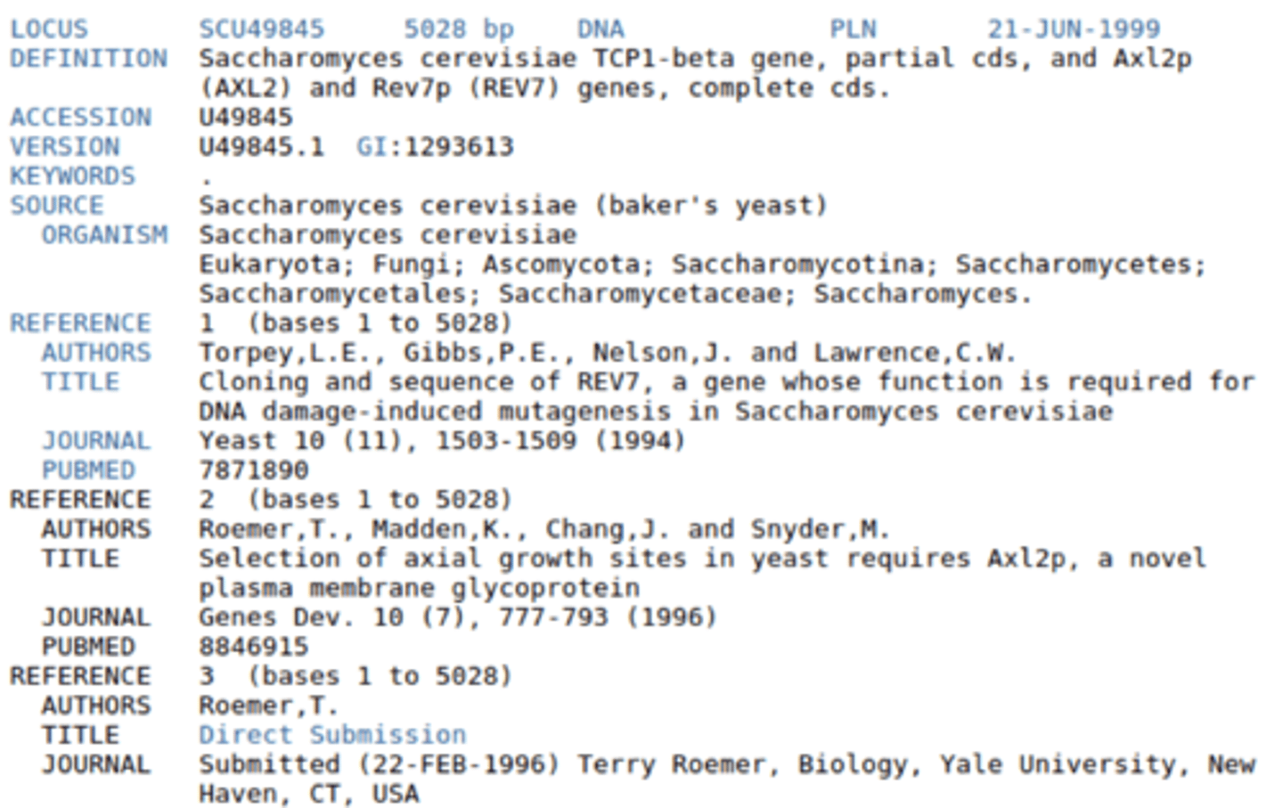 <p>NCBI database of sequences</p>