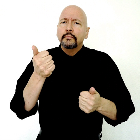 <p>move each thumbs up and down</p>