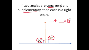 <p>If two angles are congruent and supplementary, then each is a right angle</p>