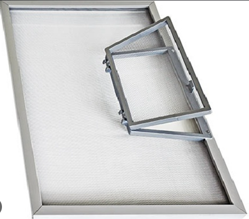 <p>A small sliding or hinged portion of a larger screen providing access for operating a window sash</p>