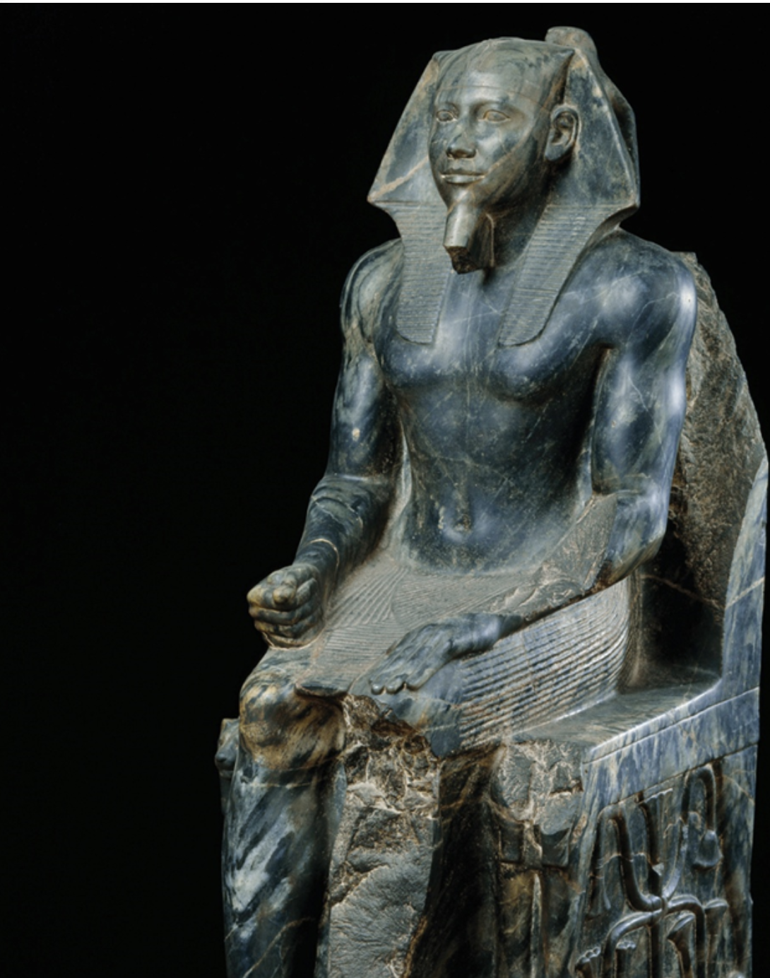 <p><span>Which of the following symbols of royalty shown in this statue is </span><em>not</em><span> specific to Ancient Egyptian kingship?</span></p><ul><li><p>The nemes headdress</p></li><li><p>the use of a prestige material</p></li><li><p>the entwined papyrus and lotus</p></li><li><p>the false beard</p></li></ul><p></p>