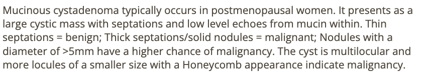 <p>b) mucinous cystadenocarcinoma</p>
