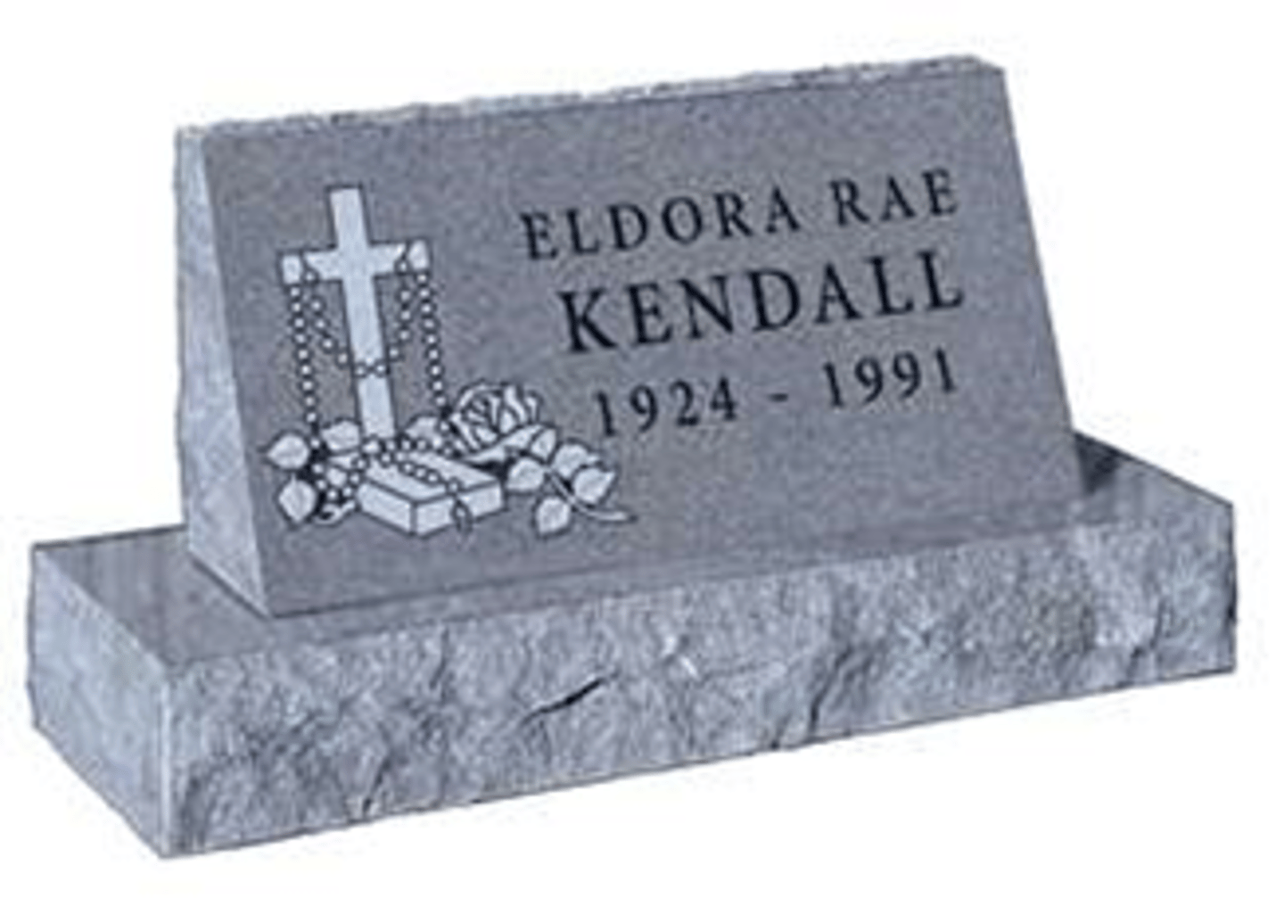 <p>a headstone with a face set at an angle greater than 45 degrees, but less than 90 degrees, in relationship to the terrain</p>